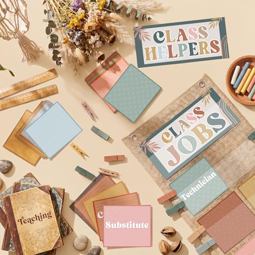 Pasimy Modern Boho Class Jobs Pocket Chart Classroom Management Decor