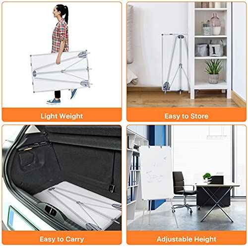MAKELLO White Board with Stand, Portable Whiteboard Easel 3'x2' for Office Classroom Home School, Adjustable Height, Aluminum Frame, 36x24in
