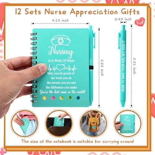 36 Sets 2025 Nurse Appreciation Gift Bulk Thank You Gift for Medical Nursing Assistant Spiral Notebook with Sticky Note Inspirational Ballpoint Pen for RN Staff Coworker Doctor Student Grad