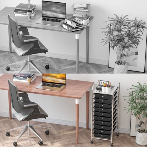 OfficeJOY Black 10-Drawer Rolling Storage Cart with Lockable Wheels & Handles