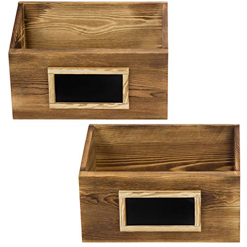 MyGift Rustic Burnt Wood Wall Mounted Mail, File & Magazine Holder Sorter Rack with Chalkboard Label, Set of 2