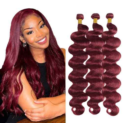 22 22 22 Inch #99J Bundles Body Wave Bundles Human Hair Burgundy Body Wave Bundle Unprocessed Brazilian Virgin Weave Hair 3 Bundle 50 Gram Per Bundle