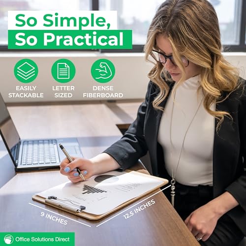 Office Solutions Direct Set of 30 Low Profile Hardboard Clipboards A4 Letter Size