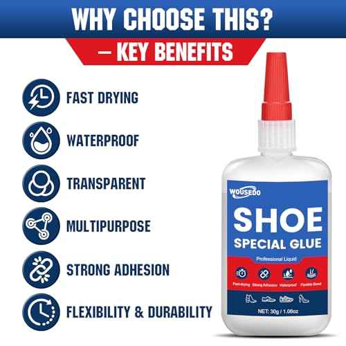 30g x 2 Pcs Shoe Glue - Quick Dry Strong Adhesive for Shoe Repair, Boots, Sneakers, Heels, Hiking Shoes, Leather, Handbags -Waterproof & Flexible.