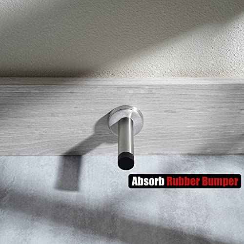 JQK Door Stopper, 304 Stainless Steel Thicken 1mm Sound Dampening Door Stop Bumper Wall Protetor 8 Pack, Brushed, DSB5-BN-P8