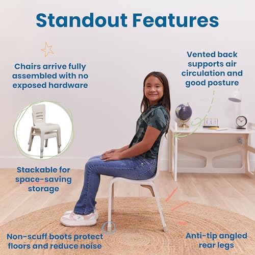 ECR4Kids Bentwood Chair 14in Seat Height White Wash 2-Pack Montessori