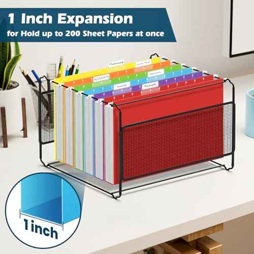 V-Opitos 6 Pack 1 Inch Expansion Hanging File Folders, Letter Size Hanging Folders with 1/5-Cut Adjustable Tab, Extra Capacity Hanging File Folders, Ideal School Classroom, Office Supplies