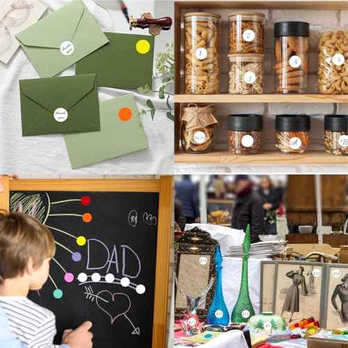 1" Round Colored Dot Stickers Labels,660 Pack,White