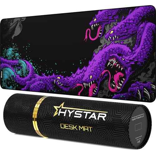 Hystar¢ç Extended Gaming Mouse Pad | XXL 36" x 16" | 5mm Thick, Waterproof Surface, Smooth Polyester Fabric, and Natural Rubber Base | Mythic Hydra