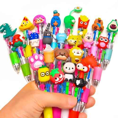 24Pcs Mini Multicolor Pens in One 4-in-1, Cute Pens Bulk for Party Favors and Birthdays, Delightful Ballpoint Pen Back To School Gifts Classroom Student Prizes