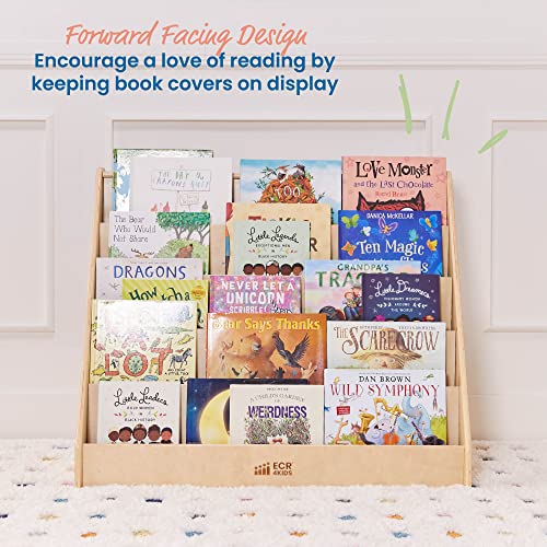 ECR4Kids 5-Shelf Wooden Book Display Shelf Natural - Kid-Friendly Classroom & Bedroom Storage
