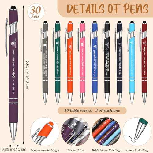 Glenmal 30 Sets Christian Gift Bulk Spiral Bible Notebooks for Note Taking Verse Bible Pens Inspirational Scripture Prayer Christian Study Journals Women Men Religious Gifts for Church