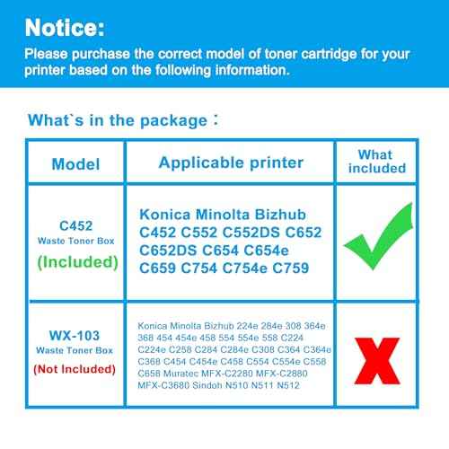 LCL Compatible Waste Toner Container Replacement for A0XPWY1 A0XPWY3 A0XPWY6 Waste Toner Container for Konica Minolta Bizhub C452 C552 C552DS C652 C652DS C654 C654e C659 C754 C754e C759 (1-Pack)