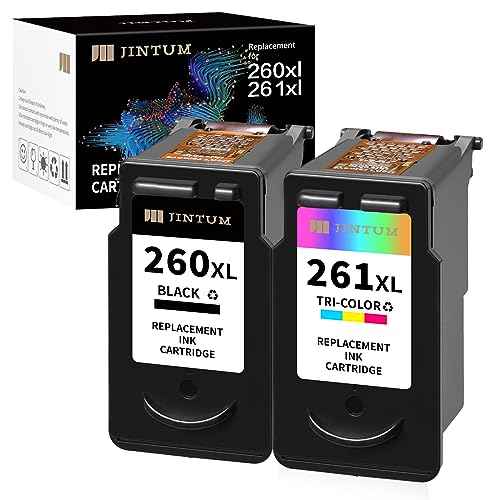JINTUM 260 and 261 Ink Cartridge Compatible with Canon 260XL and 261XL Ink Cartridges for Canon TS6420a TS6420 TR7020a TR7020 TS5320 Printer Ink (1 Black, 1 Tri-Color)