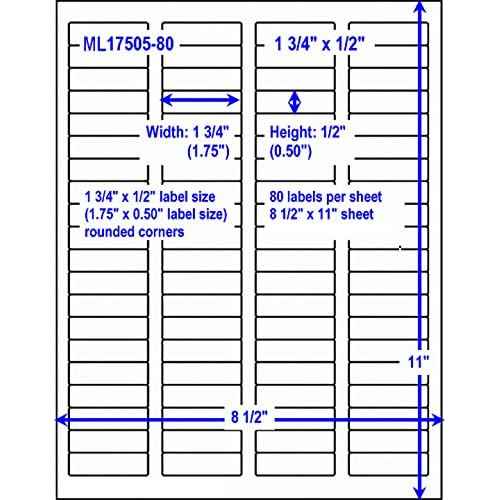 White Laser Inkjet 1.75"x0.5" Return Address Mailing FBA Labels 80-UP 80 Labels Per Sheet (500 Sheets)