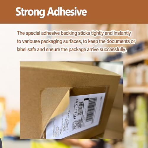 BEUYI 100 Pack 7x10 Inch Clear Adhesive Shipping Label Pouches - Waterproof Document Sleeves
