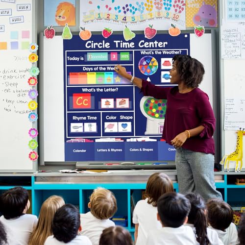 Blue Circle Time Learning Center Classroom Pocket Chart with 224 Cards