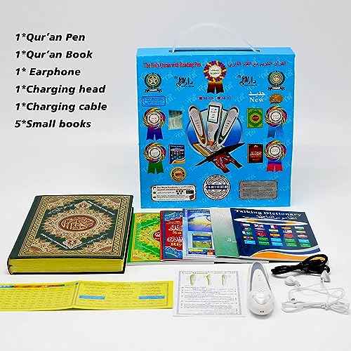 Quran Reading Pen, AIPEBANI Large Size Quran Book Electronic Reader Pen Word-by-Word Digital Rechargeable Holy Quran Recorder 25 Languages and Reciters 6 Books, Ramadan Gift for Kids Adults Blue