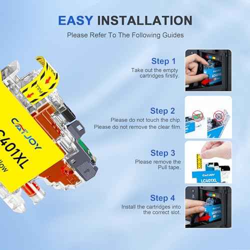 LC401XL Ink Cartridges for Brother Printer Compatible for Brother LC401 401XL for MFC-J1010DW MFC-J1170DW MFC-J1012DW MFC-J1800DW MFC J1010DW - 4 Pack High Yields Black Cyan Magenta Yellow