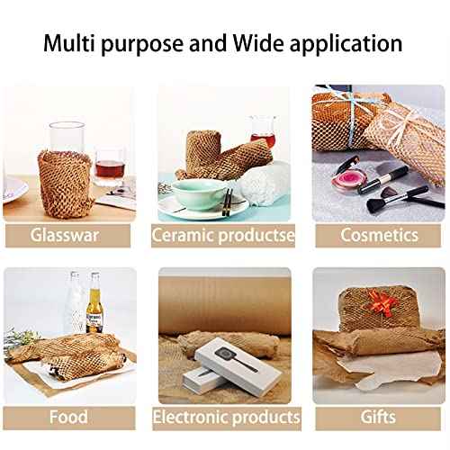 onesimcr Honeycomb Packing Paper Wrap 15"x131' Sustainable Alternative to Bubble Wrap for Moving/shipping/packing Roll with 20 Fragile Sticker Biodegradable & Fully Recylable¡¦