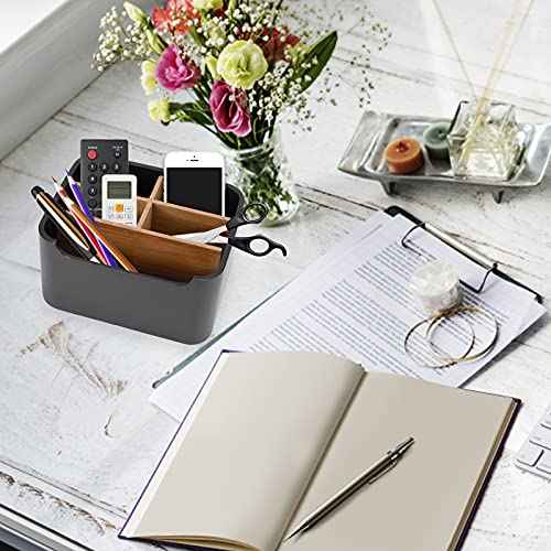 Stylish Desk Organizers and Remote Control Holders in Black, Pen Phone Holder Organizer, Multi-Purpose Caddy Storage Accessories for Office Desktop Coffee Table Bedside Nightstand