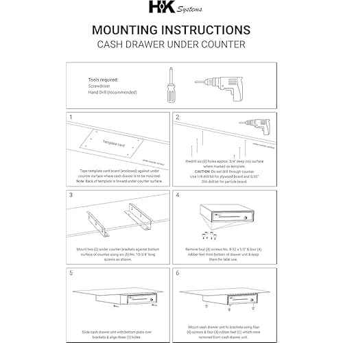 HK SYSTEMS Under Counter Mounting Metal Bracket for 16" cash drawer