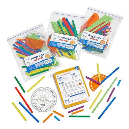 hand2mind AngLegs Classroom Set with 30 Protractors, Geometry Manipulatives, Geometric Shapes for Classroom, Montessori Math Materials, Math Teaching Tools, 4th Grade Math Manipulatives for Kids
