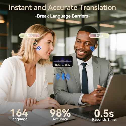 AI Translation Earbuds Real Time, 164 Language Translator Earbuds for iPhone and Android 3-in-1 Translation Headphones Translating Device for Travel Business Learning with Charging Case