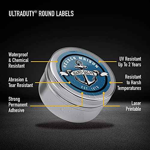 Avery UltraDuty GHS Labels, Waterproof, 2" White Round Labels, 300 Total, Use with Laser Printers