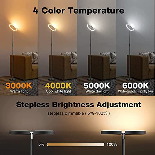 SIBRILLE Black LED Floor Lamp - Dimmable Uplighter with Remote & Rotatable Head