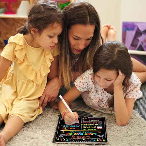 Double-Sided First Day of School Sign Board, 12 ¡¿ 10 Inches Back to School Sign, Reusable Color Painting First and Last Day of Preschool Board, Washable Chalkboard for Kindergarten Pre-K