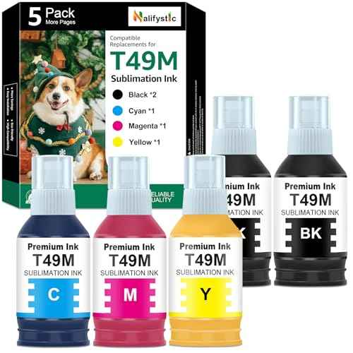 Compatible T49M Sublimation Ink Replacement for T49M1 T49M2 T49M3 T49M4 Work for SureColor F170 F570 Sublimation Printer (2B/C/M/Y, 5x140ML)