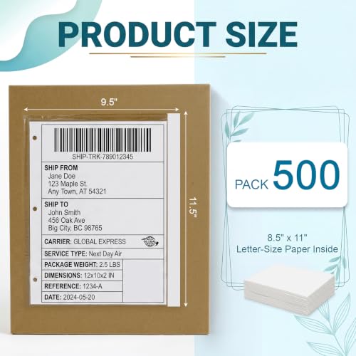 Maitys 500 Pack 9.5x11.5 Inch Clear Self-Adhesive Shipping Label Sleeves