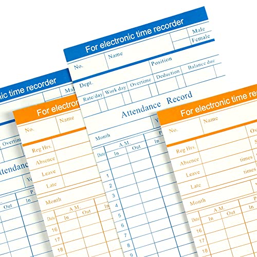 TooCust 100-Piece Monthly Employee Time Cards - 2-Sided, Blue/Orange, 7-3/8 x 3-3/8 Inch, Includes Variation of THIS listing