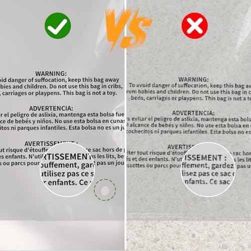 MFLABEL 400-Count Poly Bag Combo Pack (6x9,8x10,9x12,11x14) | Safety-Sealed Clear Plastic Bags with 3-Language Warnings + Hanging Holes | Industrial Strength Shipping Supplies