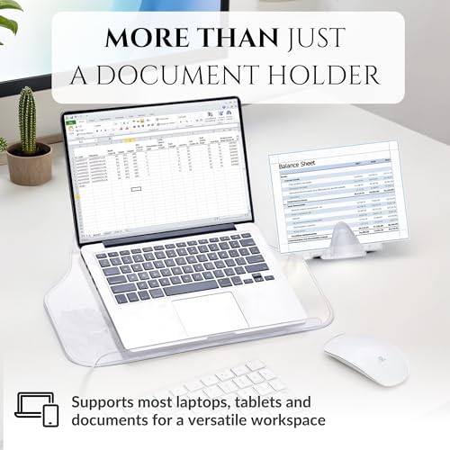 Vu Ryte Memoscape Pro Document Copy Holder Adjustable in-Line, 175 Sheets, Supports Electronics & Writing, White/Clear