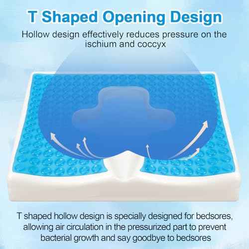 Anti Bedsore Cushion, Breathe Freely Fiber Material Bedsore Cushions for Butt, T Shaped Opening Triangular Slope Design Anti Decubitus Cushion for Elderly, Bedridden, Disabled (Blue)