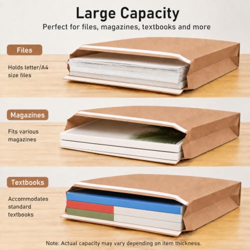 Fullhawl 15 Pack 14x18x2in Large Expandable Manila Envelopes Brown 150gsm