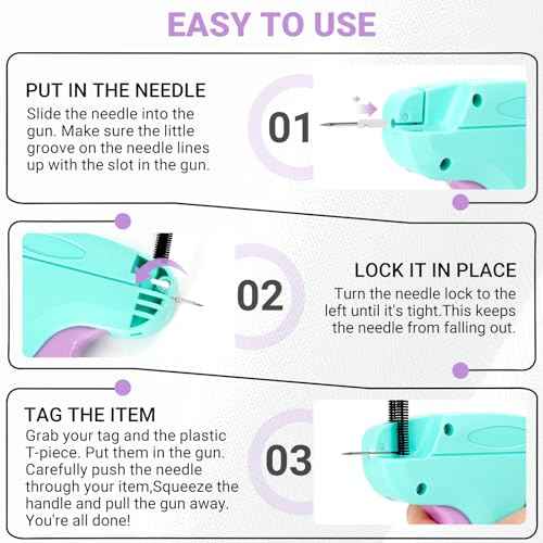 Stitch Gun for Clothes - Handheld Quick Clothing Fixer - Tagging Gun for Clothing, Sewing Kit - Includes 6 Fine Needles, 1000 Black & 1000 White Fasteners (Purple Green)
