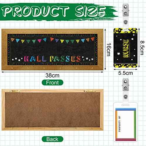 Chuangdi 7 Pcs Hall Passes for Classroom Include 1 Hall Passes Rustic Chalkboard with 6 Pack of Hall Passes Bathroom Passes Chalkboard for Classroom Middle School Supplies (Classic)