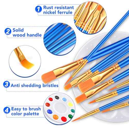 AROIC Paint Brushes Palette Set,24 Pack/240Pcs Acrylic Paint Brushes and 24 Palettes, Professional Artist Brushes, Finger and Face Painting Oil Painting Watercolor Kid's and Adult Painting Art Set.