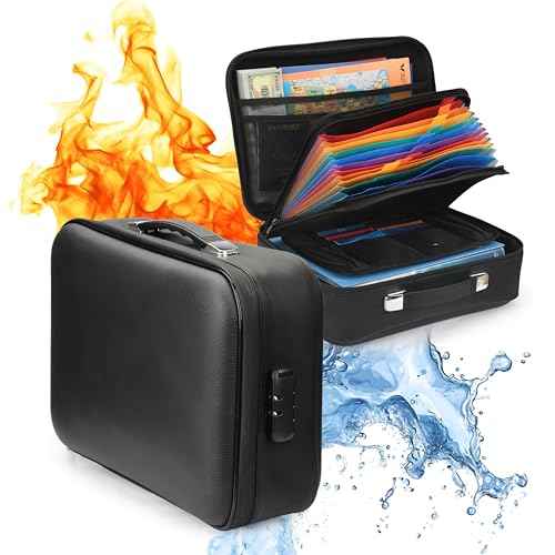 Fireproof Document Box, Hard-Shell Design Waterproof Fireproof Document Box with Lock File Boxes for Documents Important Paperwork Passports