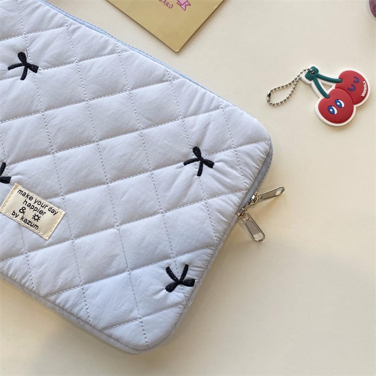 Skiennix Cute Bow Laptop Sleeve - Kawaii 11-Inch Carrying Case in Blue for Computer Protection