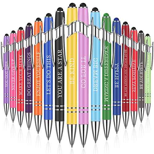 Sherr 80 Pcs Motivational Inspirational Quotes Ballpoint Pens with Stylus Tip 5.6 Inch Funny Ink Pen Bulk Inspirational Gifts for nurse Women Office Supplies Black Ink(Assorted,Encouraging)