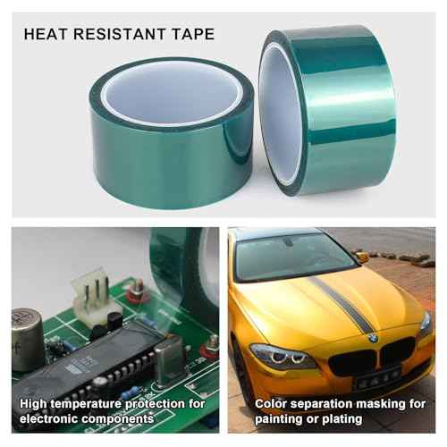 BOMEI PACK High Temp Tape Powder Coating, High Temp Masking Tape 2 Rolls x 2 inches x 216 Feet, Heat Resistant, Epoxy Release Ideal for Painting, Powder Coating, Circuit Boards