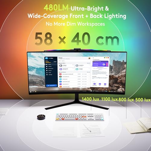 Quntis Curved Monitor Light Bar RGB Desk Lamp for 34+ Inch Screens