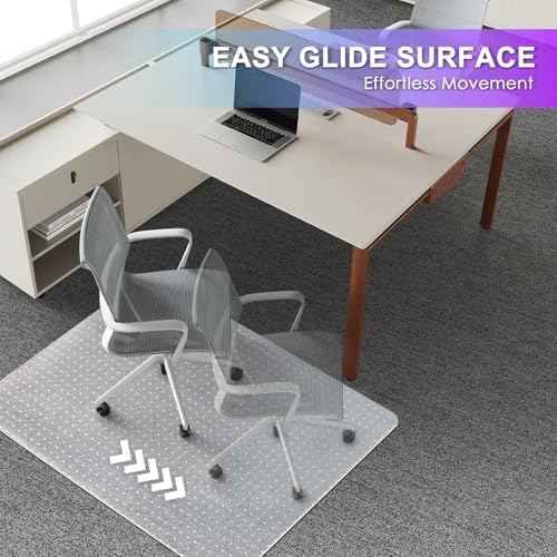 Vicwe Office Chair Mat for Carpet, 32''x 48'' Computer Desk Chair Mat for Carpeted Floors, Easy Rolling Hard Mat for Office Chair on Carpets, Anti-Slip Carpet Protector Mat Clear,Ship Flat
