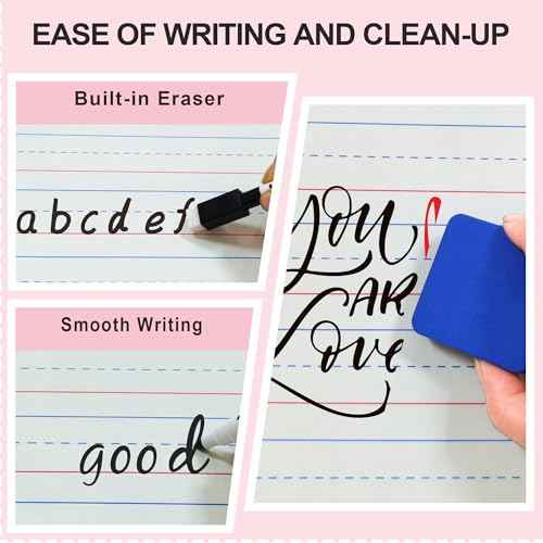 Dry Erase Boards 6 Pack, Double Sided Small Whiteboards with Lines for Kids, Students, Teacher & Classroom Pack, 9"x12" Mini Individual White Boards Lined for Writing Math English Practice