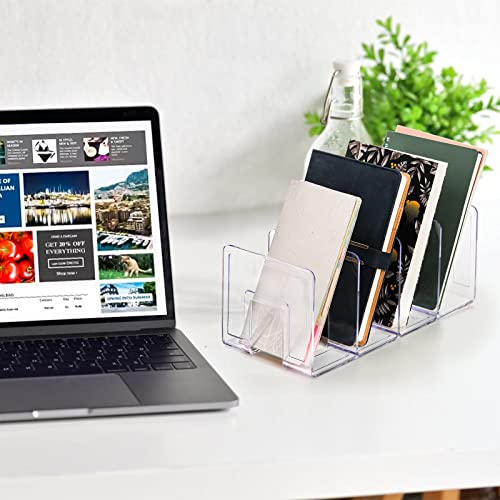 Lawei 4-Pack Acrylic 4-Section File Sorter Organizer for Desk, 12.5 x 5.7 x 5 in