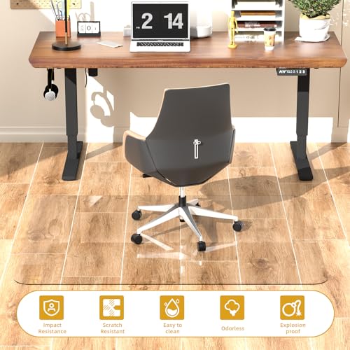 Tcyzest 48x32 in Tempered Glass Chair Mat, 0.2 in Thick, Odorless, Non-Slip, for Carpet & Hardwood Floors